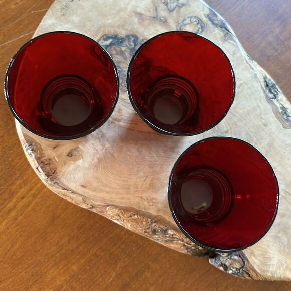 Vintage Anchor Hocking Windsor Royal Ruby Small Pedestal Cocktail Glasses - Picture 2 of 6